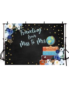 MEHOFOND Miss to Mrs Bridal Shower Backdrop Bachelorette Party Decorations Banner Blue Floral Vintage Suitcases Bridal Shower Photography Background Banner Studio Photo Props Vinyl 7x5ft