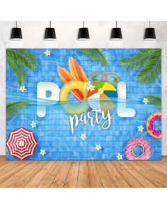 MEHOFOND Pool Party Backdrop Summer Pool Party Decorations Hawaiian Pool Birthday Baby Shower Party Supplies Banner Surfing Swimming Tropical Palm Floral Photo Background Studio Props Vinyl 7x5ft