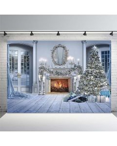 MEHOFOND Christmas Backdrop for Photography Christmas Family Portrait Photo Background Winter Xmas Tree Villa Decor Banner Photo Background Xmas Party Decoration Photo Booth Props Vinyl 8x6ft