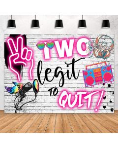 MEHOFOND Two Legit to Quit Girl 2nd Birthday Backdrop Hip hop Party Decoration Pink Graffiti Brick Wall Photography Background Banner of Cake Table Vinyl 7x5ft